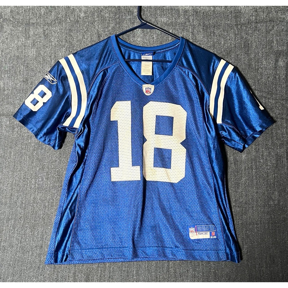 Reebok Peyton Manning Indianapolis Colts Jersey NFL Blue White #18 Youth Large
